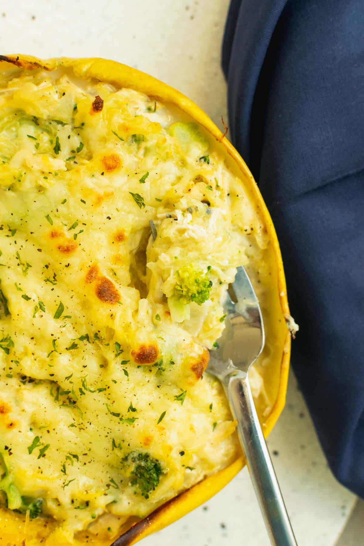 Baked Spaghetti Squash Alfredo - Sticks Scratch Kitchen